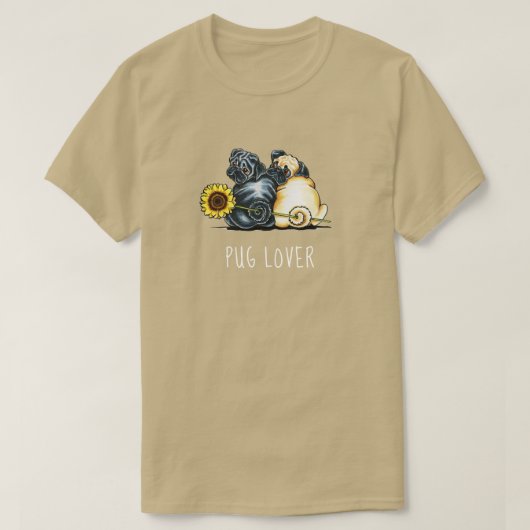 Pug Lover Sunflower T-shirt (Design voorkant)