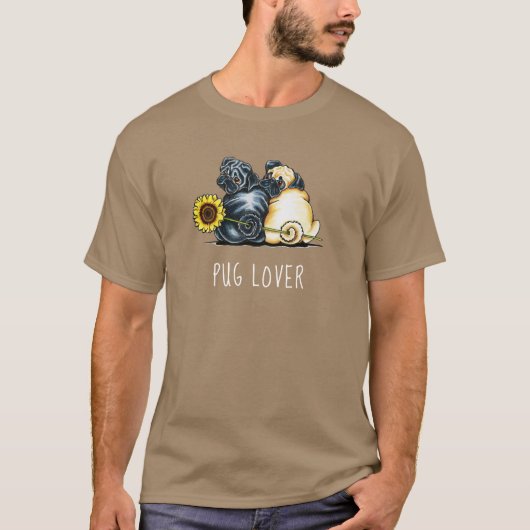Pug Lover Sunflower T-shirt (Voorkant)