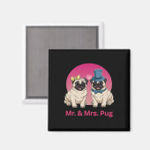 Pug Lover Wedding Pas getrouwd Bruidegom Mr en Mrs Magneet (Voorkant / Achterkant)