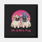Pug Lover Wedding Pas getrouwd Bruidegom Mr en Mrs Magneet (Voorkant)