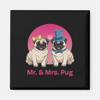 Pug Lover Wedding Pas getrouwd Bruidegom Mr en Mrs Magneet