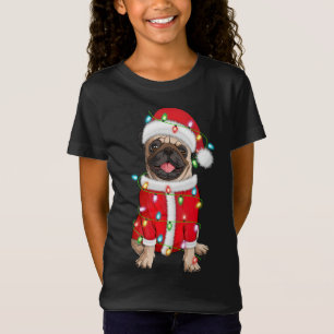 Pug Lover Xmas met kerstverlichting voor kerstmis T-shirt