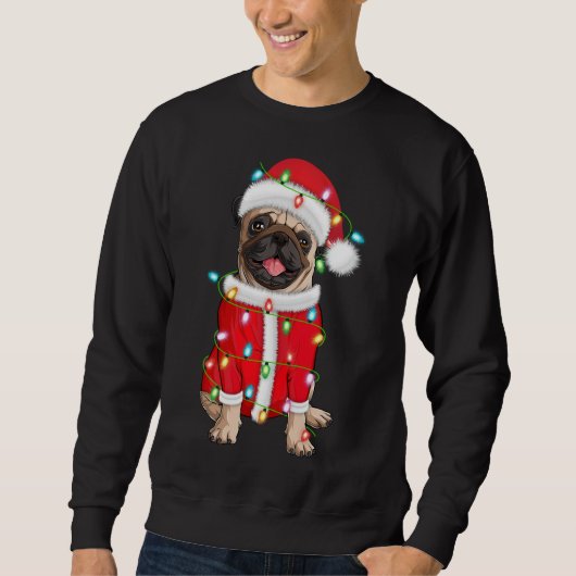Pug Lover Xmas met kerstverlichting voor kerstmis Trui (Voorkant)