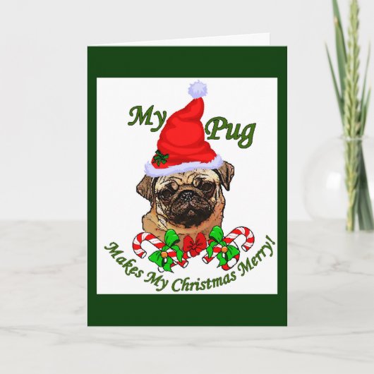 Pug Lovers kerstcadeaus Feestdagen Kaart (Voorkant)