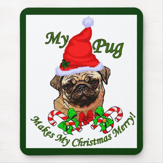 Pug Lovers kerstcadeaus Muismat (Voorkant)