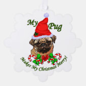 Pug Lovers kerstcadeaus Ornament Kaart (Voorkant)