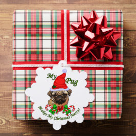 Pug Lovers kerstcadeaus Ornament Kaart