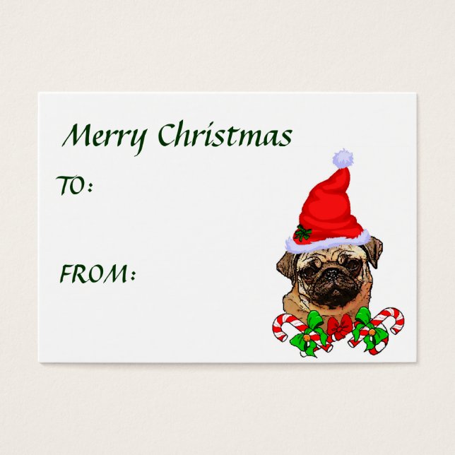 Pug Lovers kerstcadeaus Visitekaartjes (Voorkant)