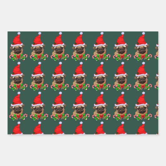 Pug Lovers Kerstmis Inpakpapier Vel (Voorkant)