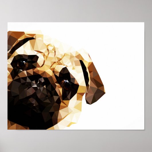 Pug Low Poly Art Poster (Voorkant)