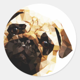 Pug Low Poly Art Ronde Sticker