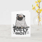 Pug-ly Ghost Funny Dog Puns Halloween Pug Owners S Kaart (Gele Bloem)