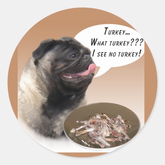 Pug (maaien) Turkije Ronde Sticker (Voorkant)