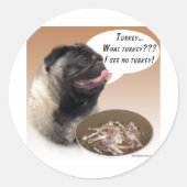 Pug (maaien) Turkije Ronde Sticker (Voorkant)