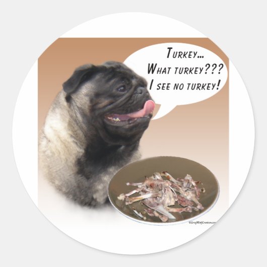 Pug (maaien) Turkije Ronde Sticker (Voorkant)