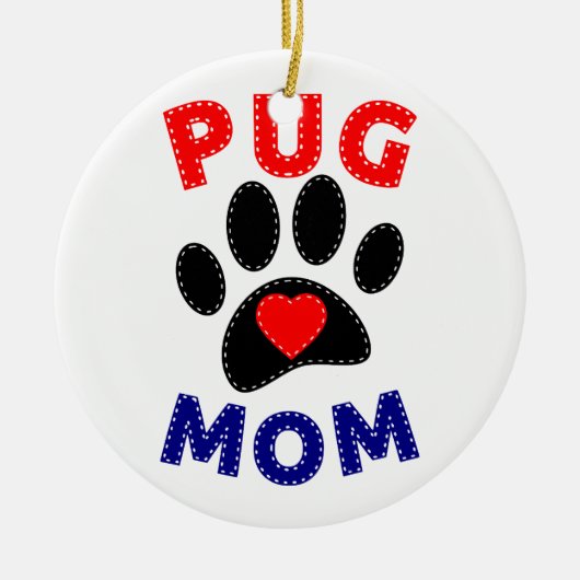 Pug Mam Hond Mam Tekening Keramisch Ornament (Voorkant)