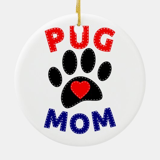 Pug Mam Hond Mam Tekening Keramisch Ornament (Achterkant)