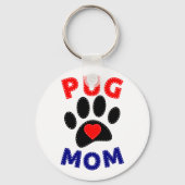 Pug Mam Hond Mam Tekening Sleutelhanger (Voorkant)