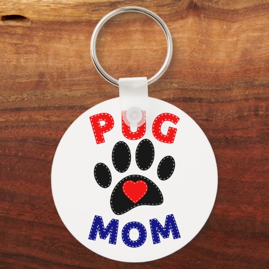 Pug Mam Hond Mam Tekening Sleutelhanger (Voorkant)