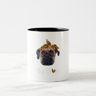Pug Mam Leopard Print Hondenliefhebbers Moederdag  Tweekleurige Koffiemok