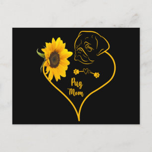 Pug mam met Moederdag van zonnebloem Briefkaart