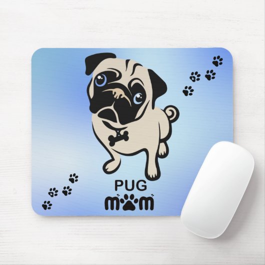 Pug mam Paw Print Muismat (Met muis)