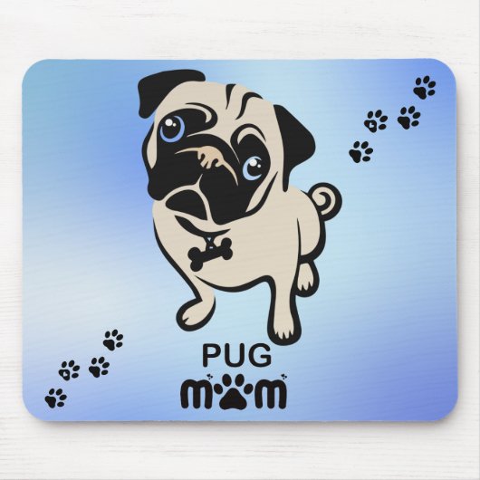 Pug mam Paw Print Muismat (Voorkant)