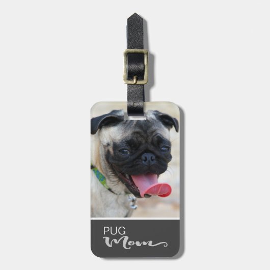 Pug mam Plaats de foto van je hond Bagagelabel (Voorkant verticaal)