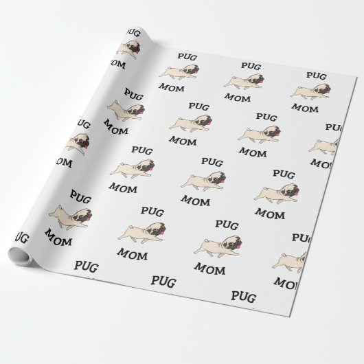  Pug mama Cadeaupapier (Uitgerold)