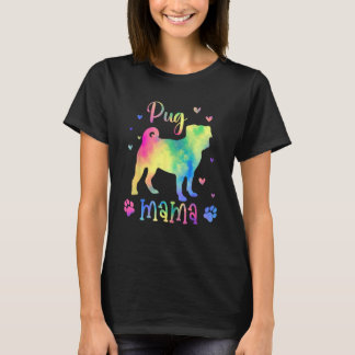 Pug Mama Kleurrijke Pug Voor Mam Hond T-shirt