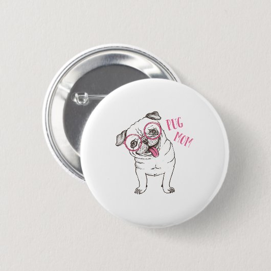 Pug mama ronde button 5,7 cm (Voorkant /achterkant)
