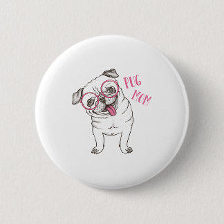 Pug mama ronde button 5,7 cm