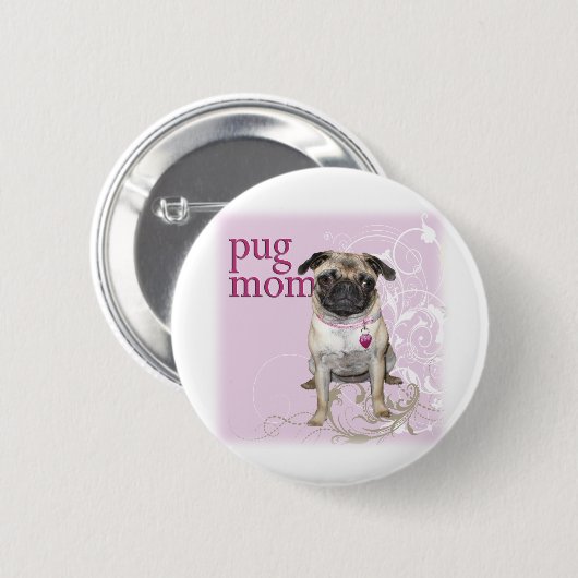 Pug mama ronde button 5,7 cm (Voorkant /achterkant)