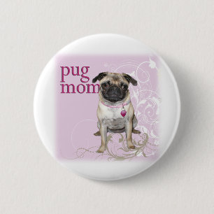 Pug mama ronde button 5,7 cm