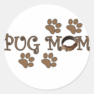 Pug mama ronde sticker