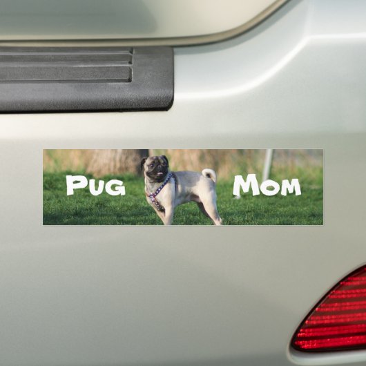 Pug mamommotorsticker bumpersticker (Op auto)