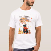 Pug Maple Tree Thanksgiving Day Cute Dog Herfst T-shirt (Voorkant)