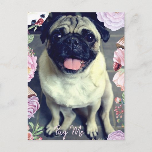 Pug Me - Happy Pug Briefkaart (Voorkant)