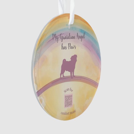 Pug Memorial Ornament with Grief Playlist (voorkant)