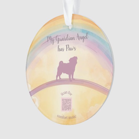 Pug Memorial Ornament with Grief Playlist (voorkant)