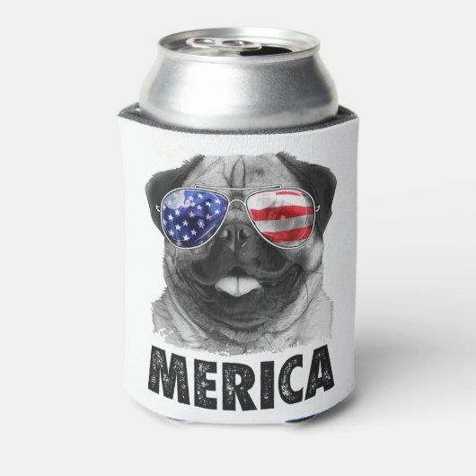Pug Merica, 4 juli Shirt voor Vrouwenjongens Blikjeskoeler (Blikje Achterkant)