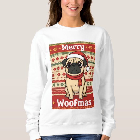 Pug Merry Woofmas Trui (Voorkant)