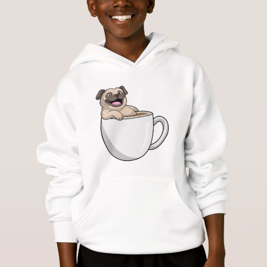 Pug met beker koffie (Voorkant)