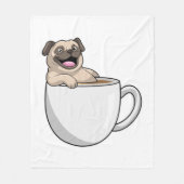 Pug met beker koffie fleece deken (Voorkant)