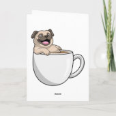 Pug met beker koffie kaart (Achterkant)