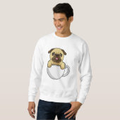Pug met beker koffie trui (Voorkant volledig)