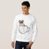 Pug met beker koffie trui (Voorkant volledig)