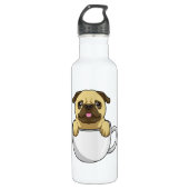 Pug met beker koffie waterfles (Voorkant)