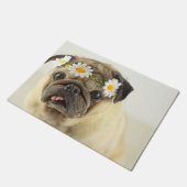 Pug met Daisy Crown Deurmat (Schuin)
