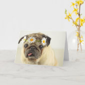 Pug met Daisy Crown Kaart (Gele Bloem)